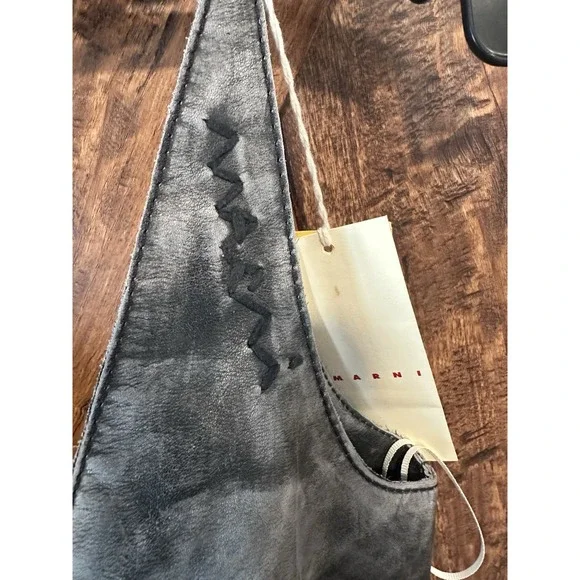 Marni Women's 40 Calf Leather Flared Mini Dress Lined Grey Washed Gorgeous - New - Picture 7 of 16